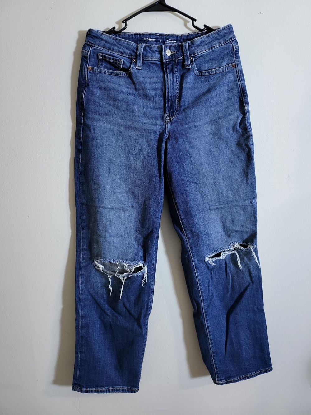 Old Navy Women's Blue Ripped Boyfriend Jeans